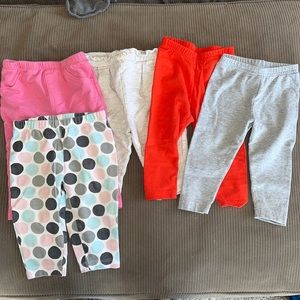 5 baby girl leggings and pants. Size 6 months